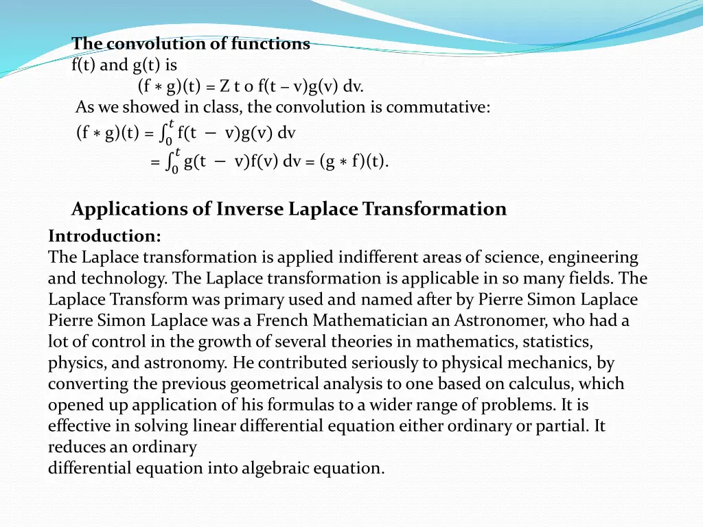 the convolution of functions