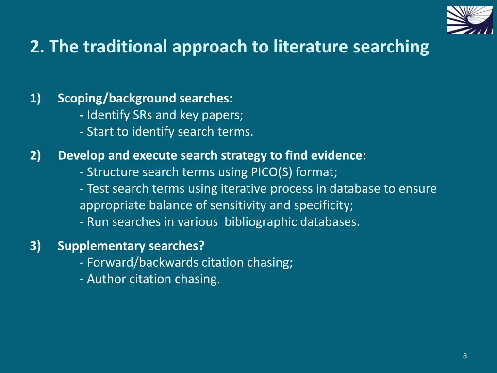2 the traditional approach to literature searching