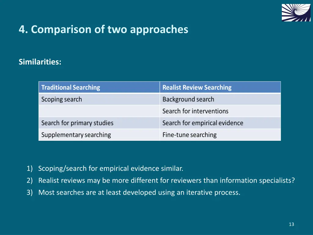 4 comparison of two approaches