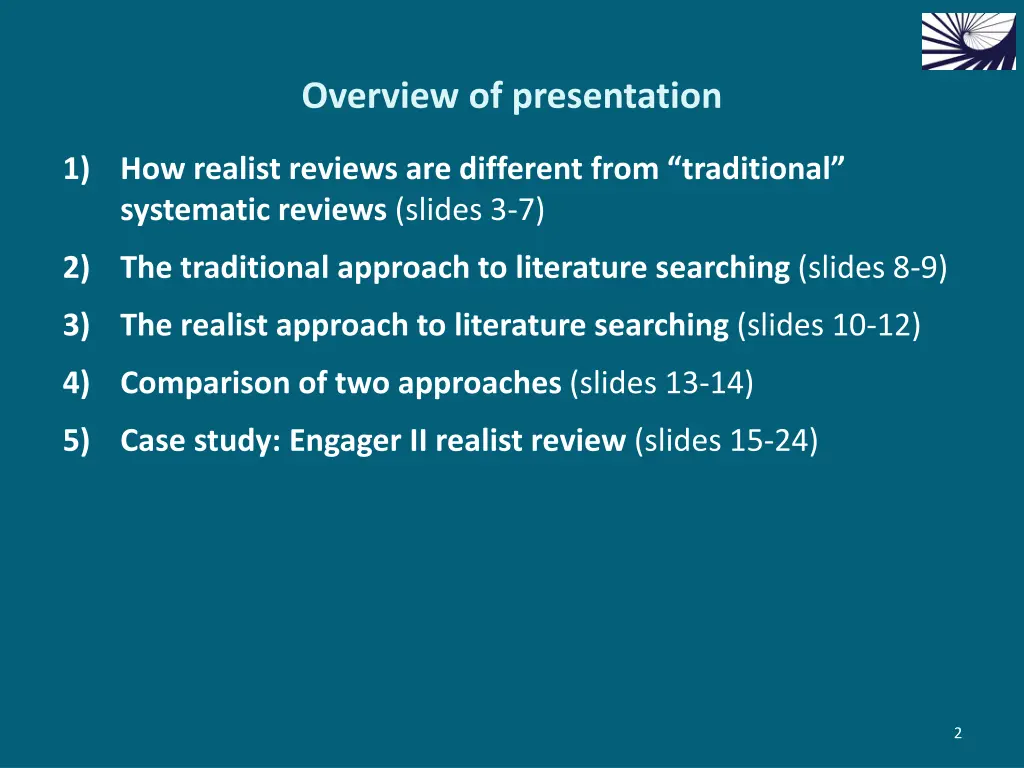 overview of presentation