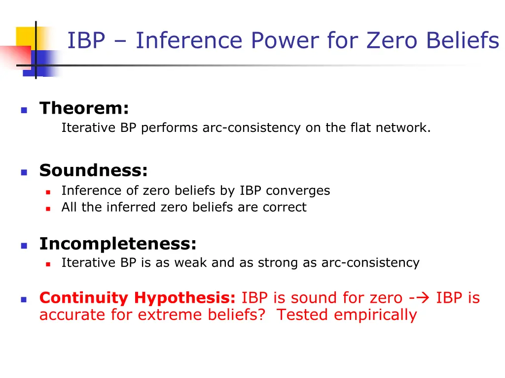 ibp inference power for zero beliefs