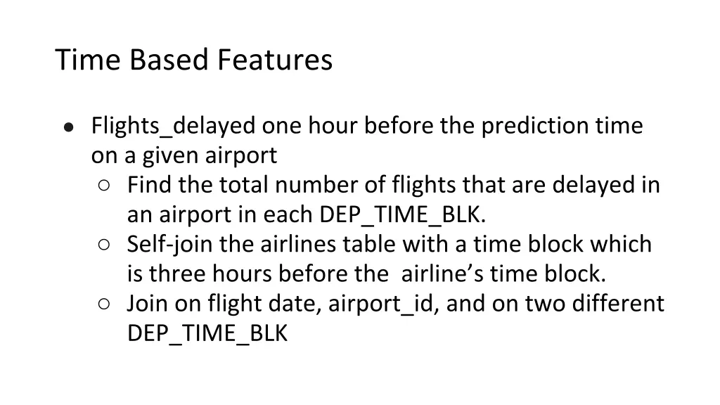 time based features