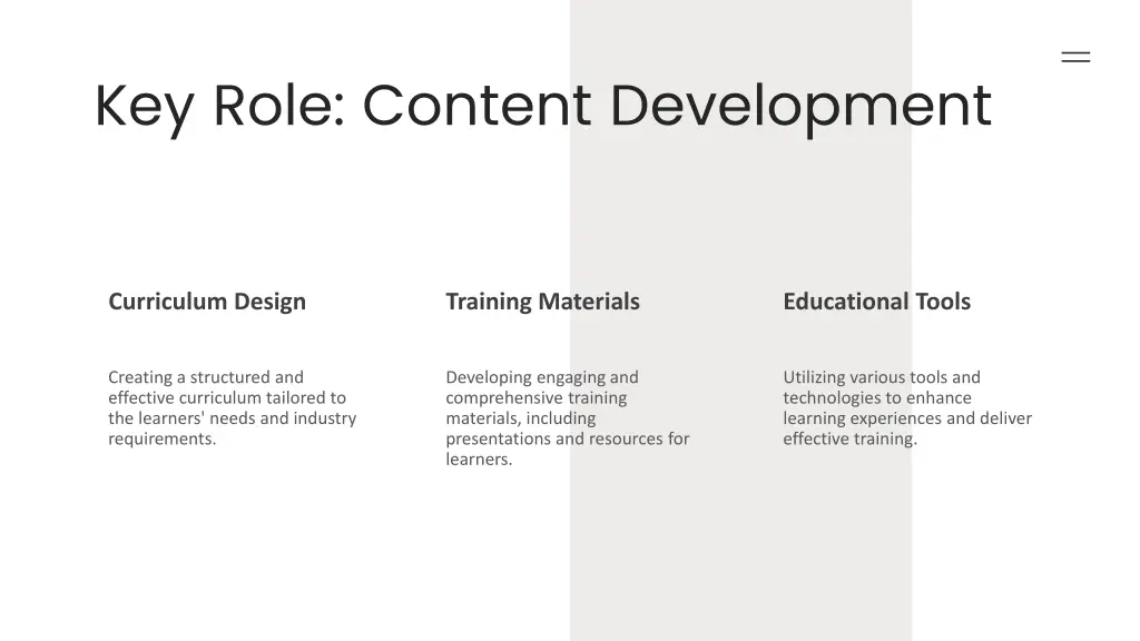 key role content development