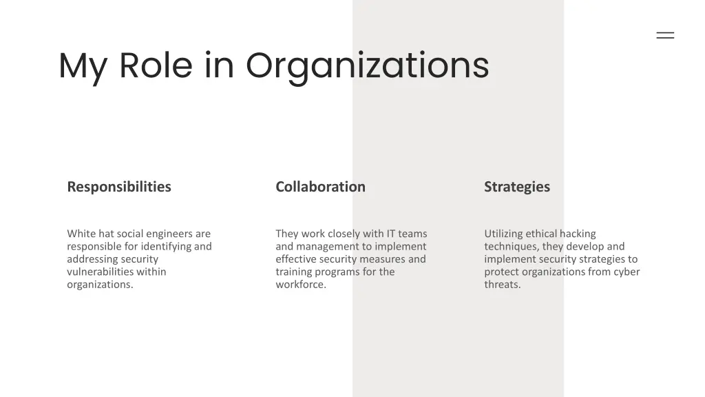 my role in organizations