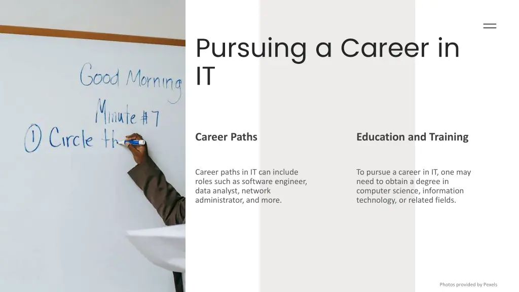 pursuing a career in it