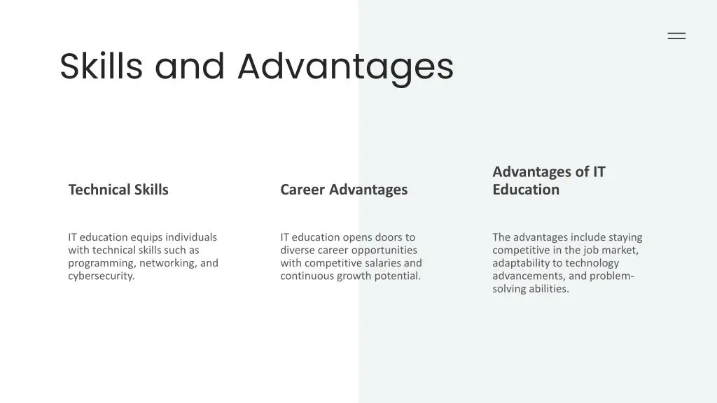 skills and advantages