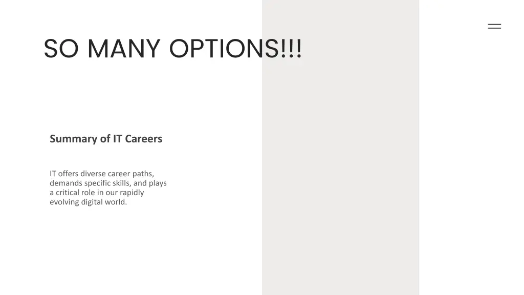 so many options