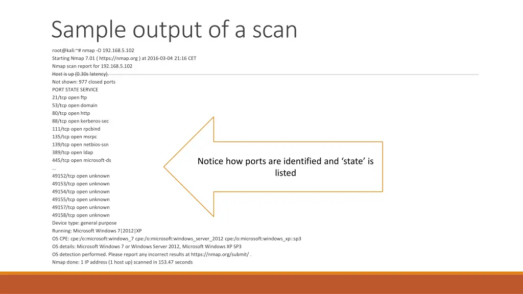 sample output of a scan