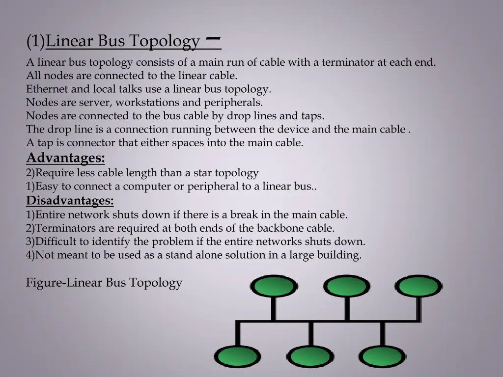 1 linear bus topology a linear bus topology