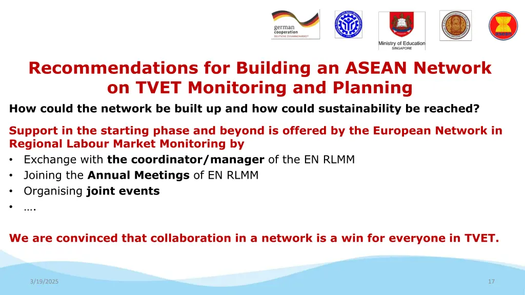 recommendations for building an asean network 8
