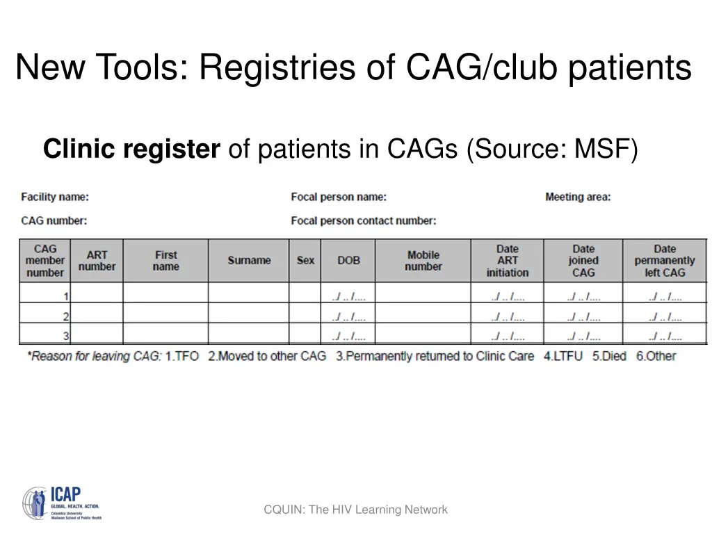 new tools registries of cag club patients