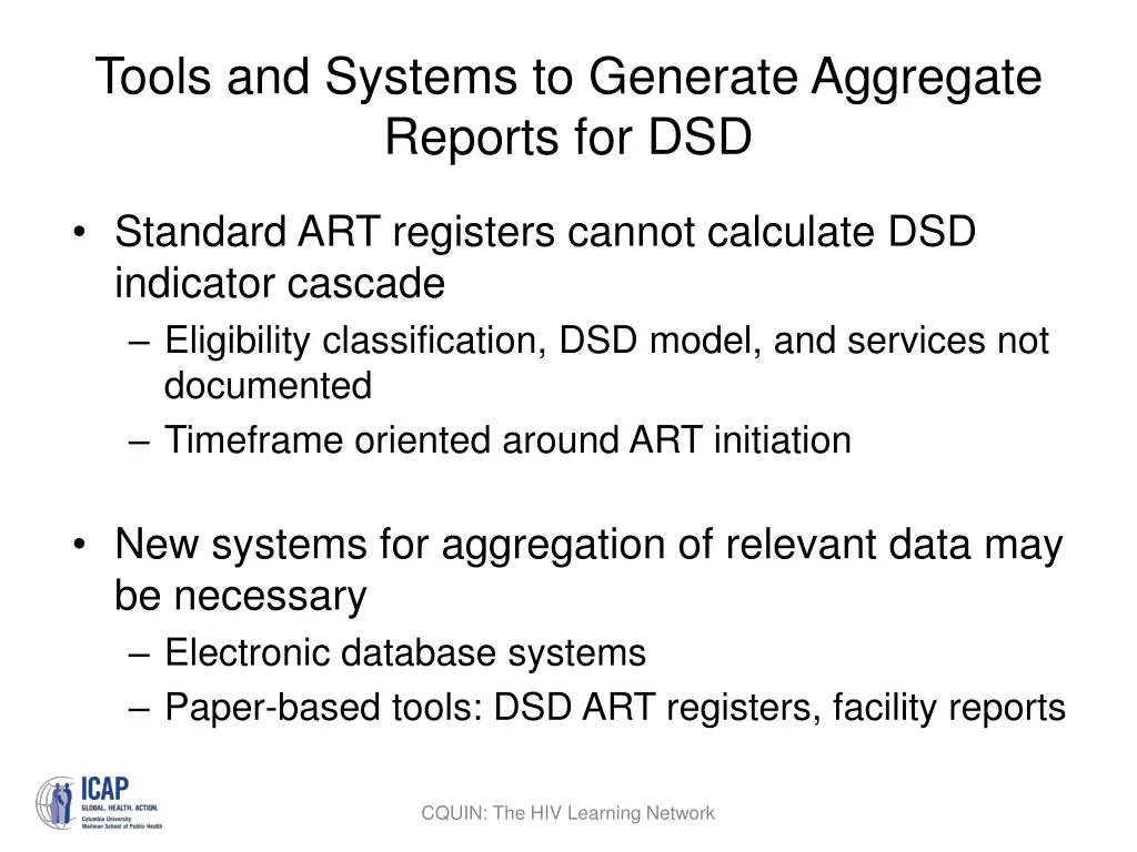 tools and systems to generate aggregate reports