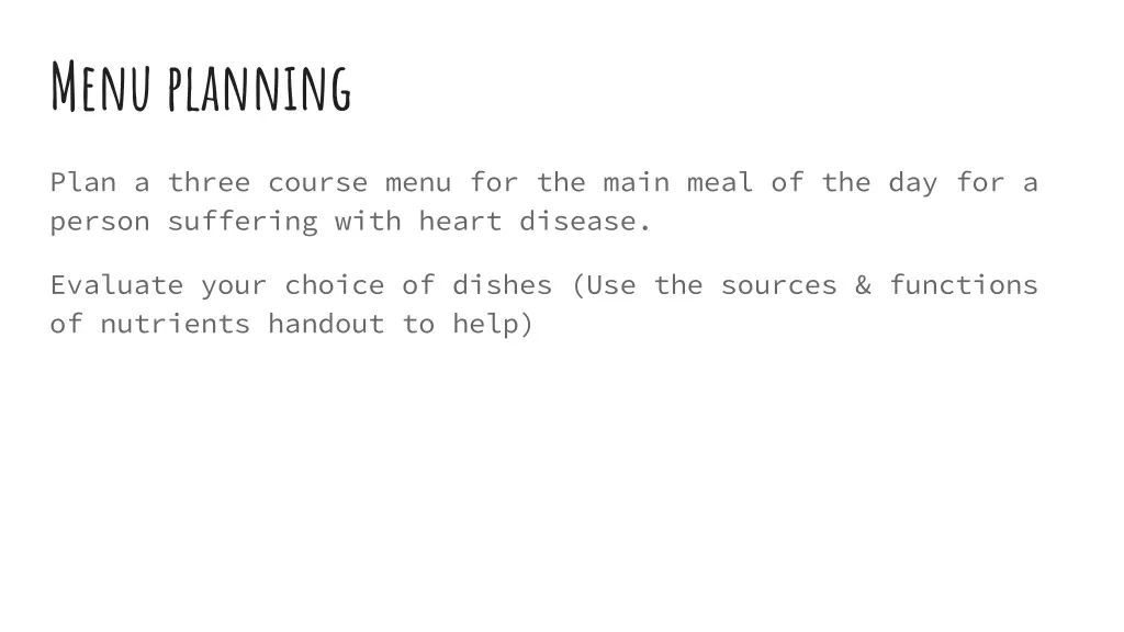 menu planning