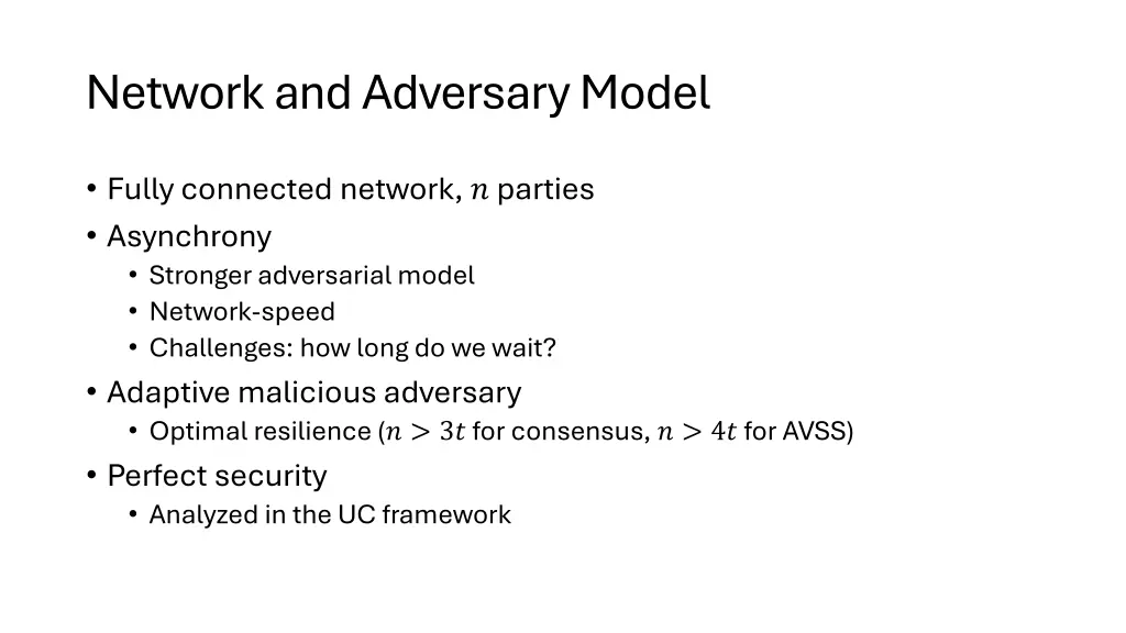 network and adversary model