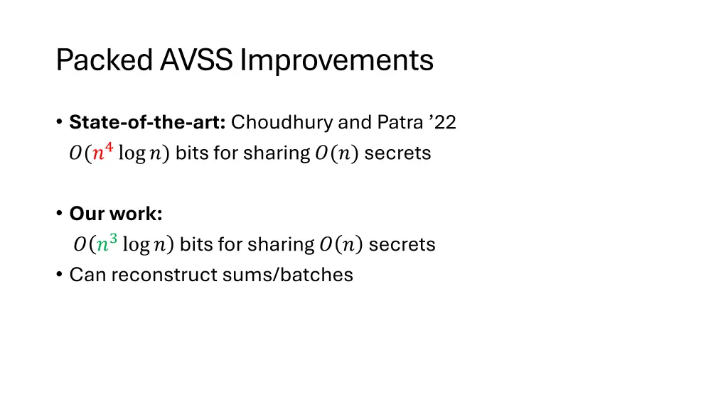 packed avss improvements
