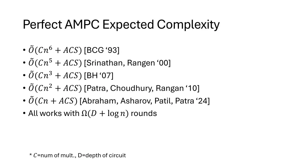 perfect ampc expected complexity