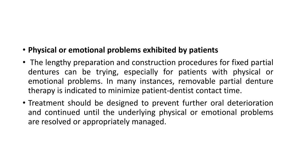 physical or emotional problems exhibited