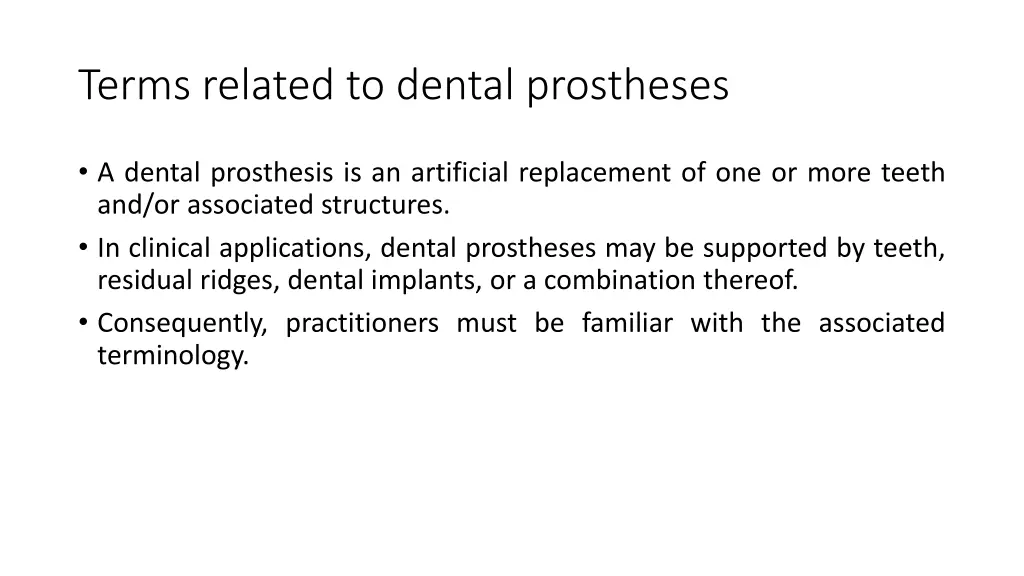 terms related to dental prostheses