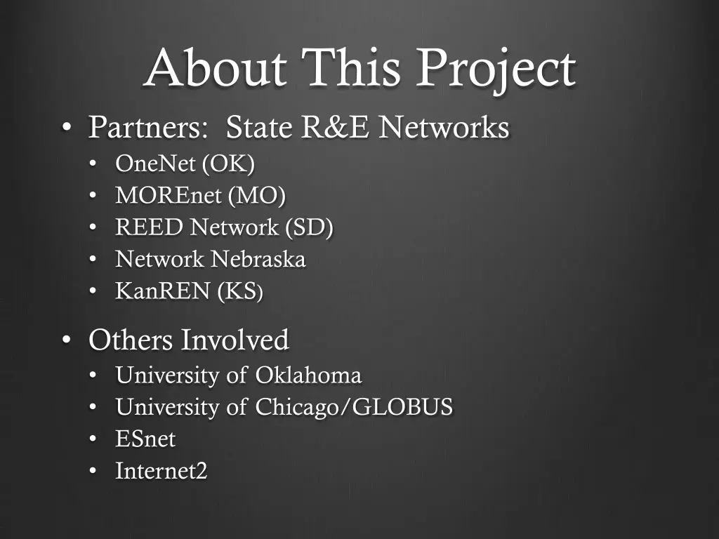 about this project partners state r e networks