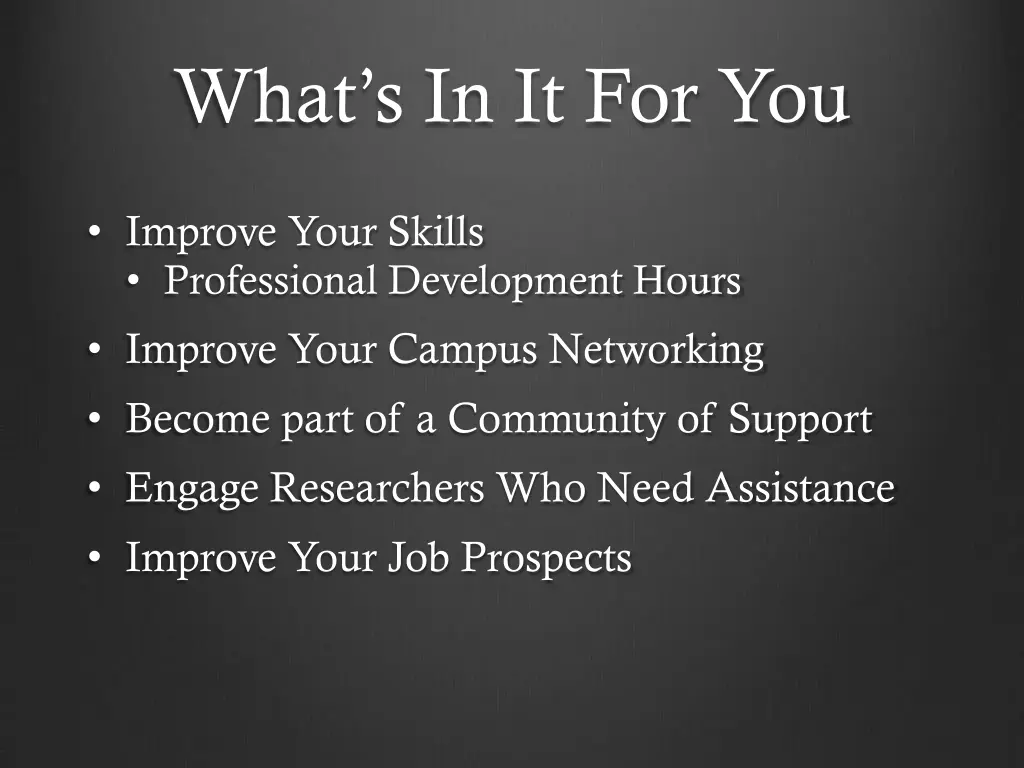 what s in it for you