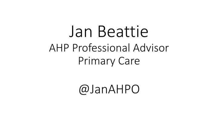 jan beattie ahp professional advisor primary care