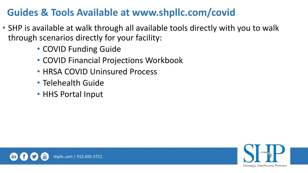 guides tools available at www shpllc com covid