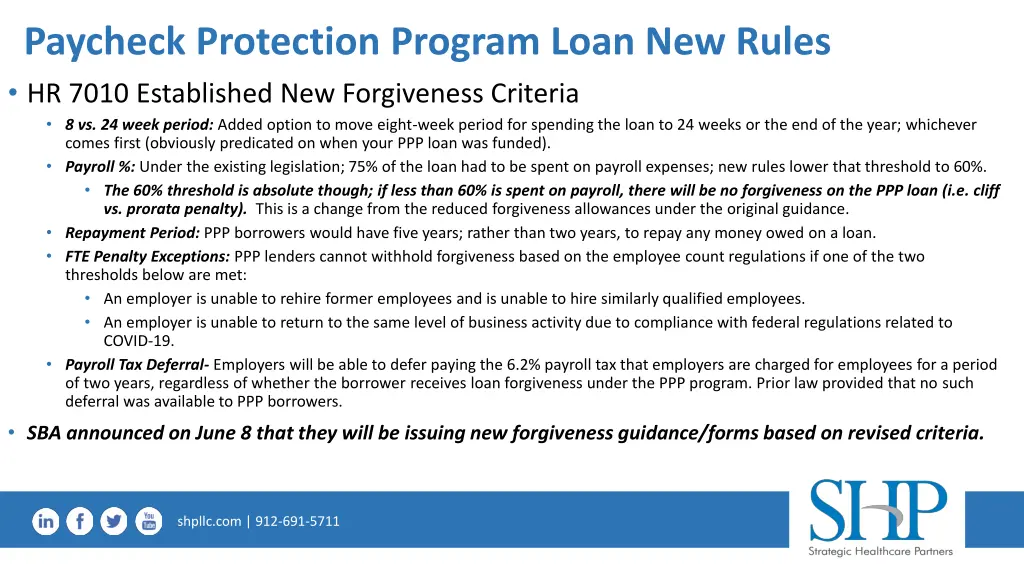 paycheck protection program loan new rules
