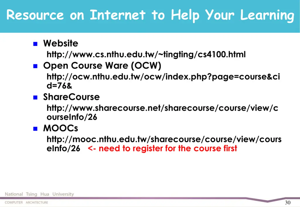 resource on internet to help your learning