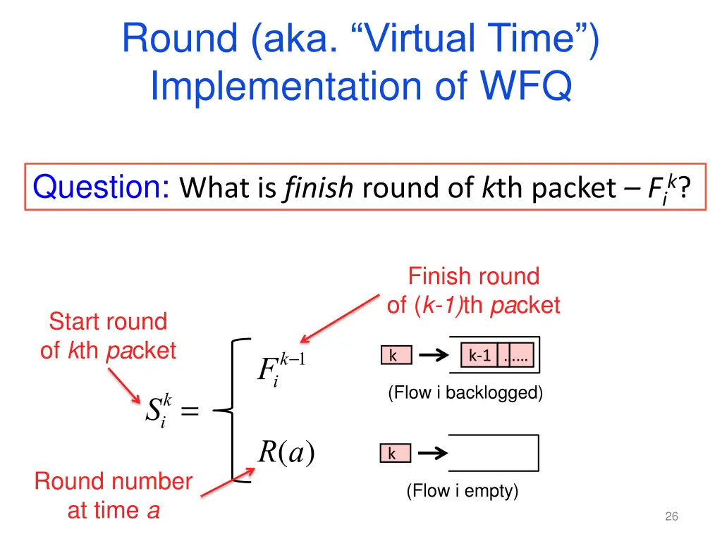 round aka virtual time implementation of wfq