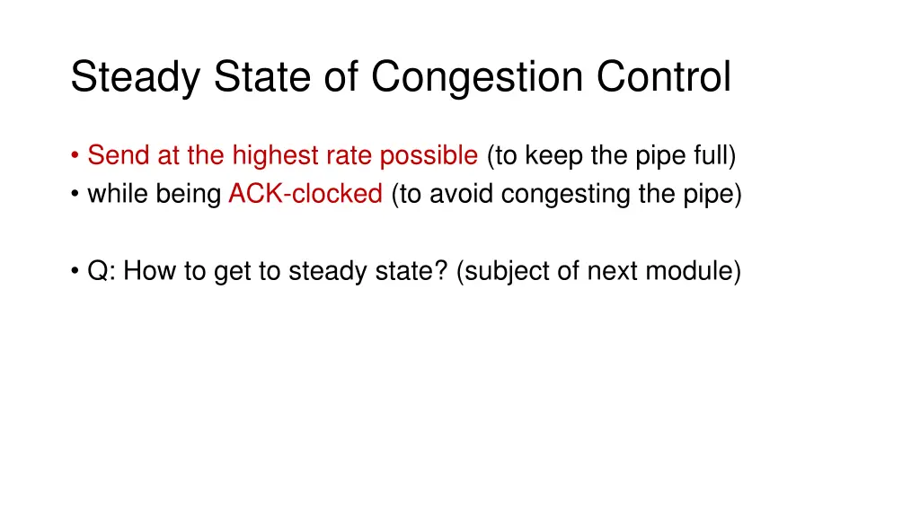 steady state of congestion control