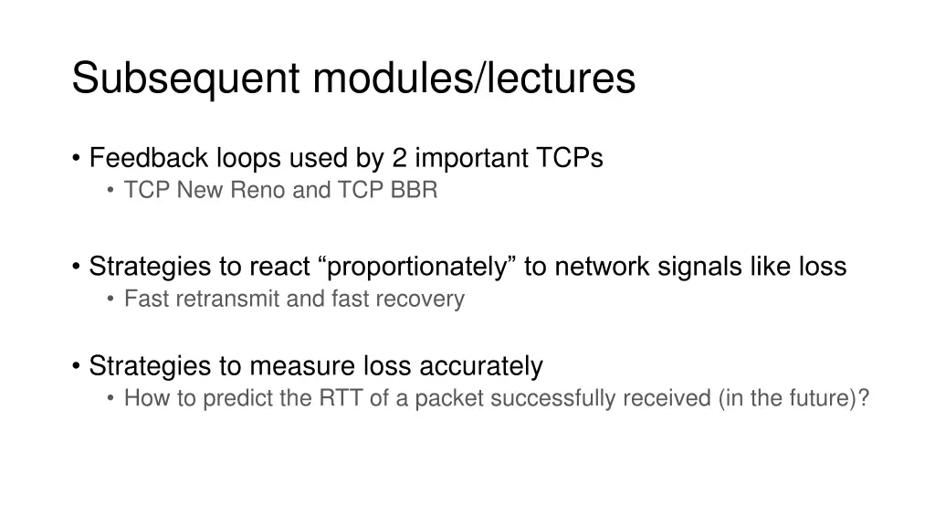 subsequent modules lectures