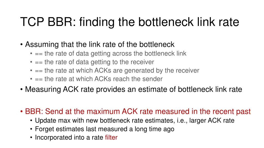 tcp bbr finding the bottleneck link rate 1
