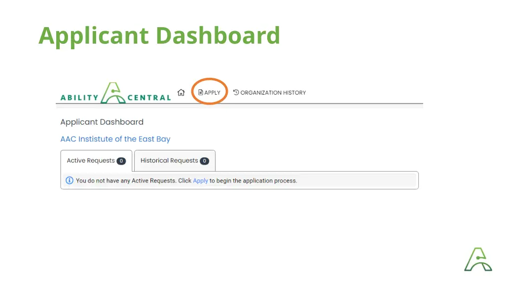 applicant dashboard