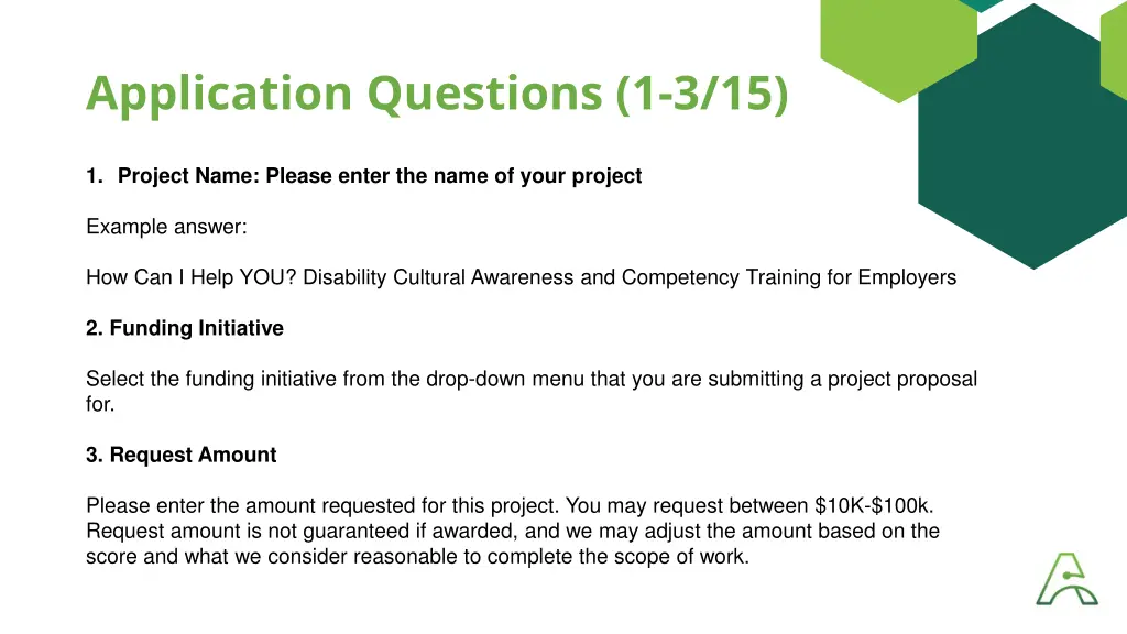 application questions 1 3 15