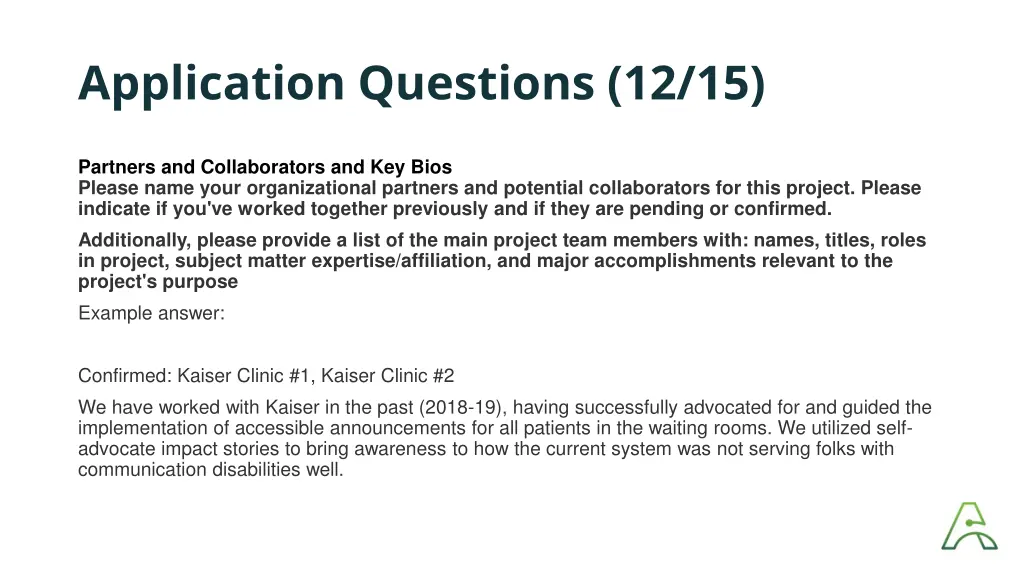application questions 12 15