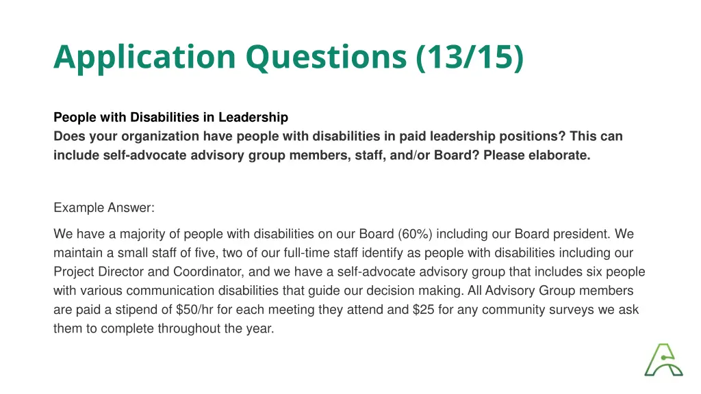 application questions 13 15