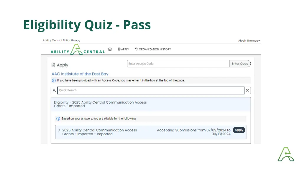 eligibility quiz pass