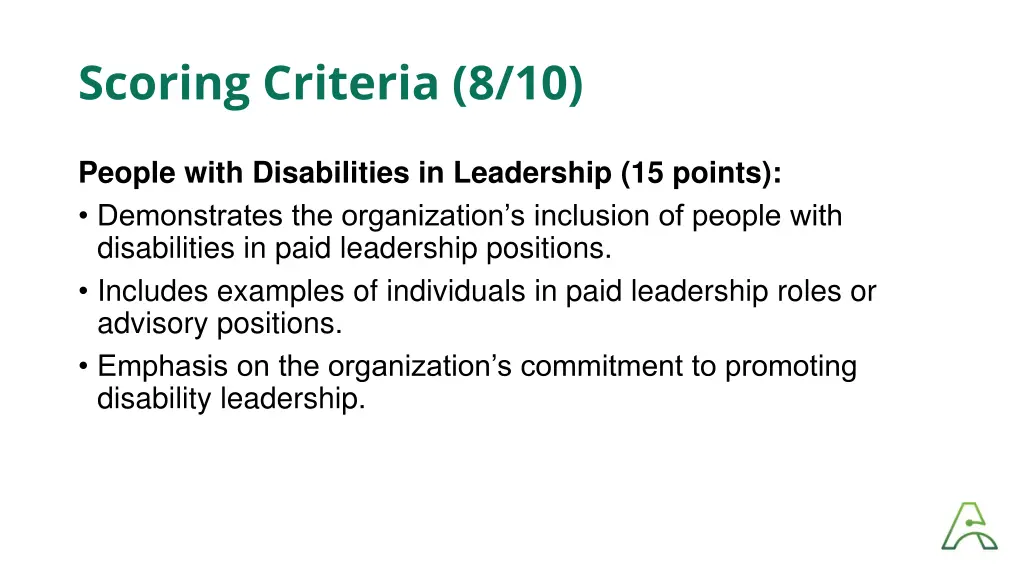 scoring criteria 8 10