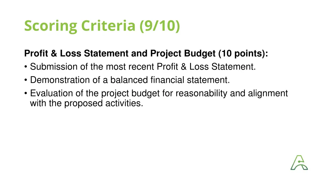 scoring criteria 9 10