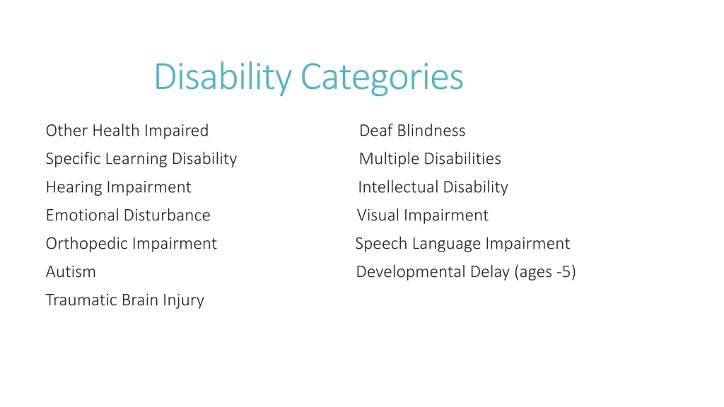 disability categories