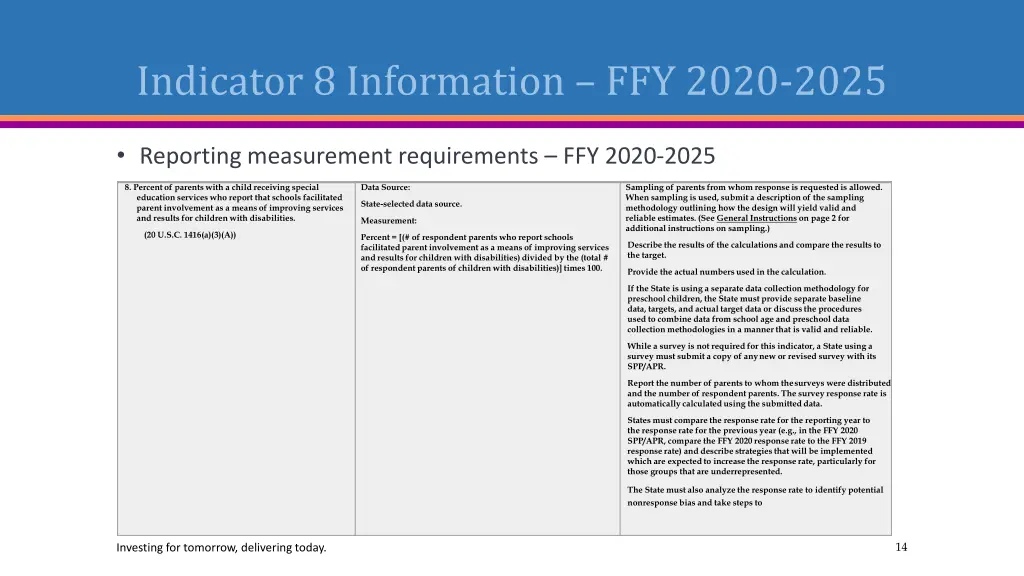 indicator 8 information ffy 2020 2025