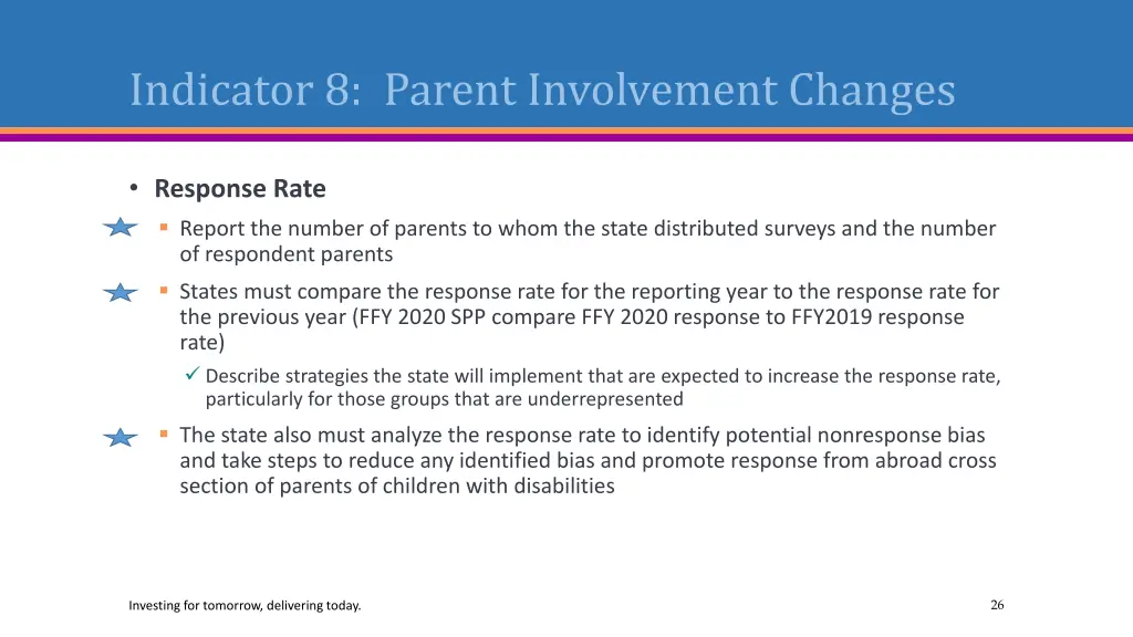 indicator 8 parent involvement changes