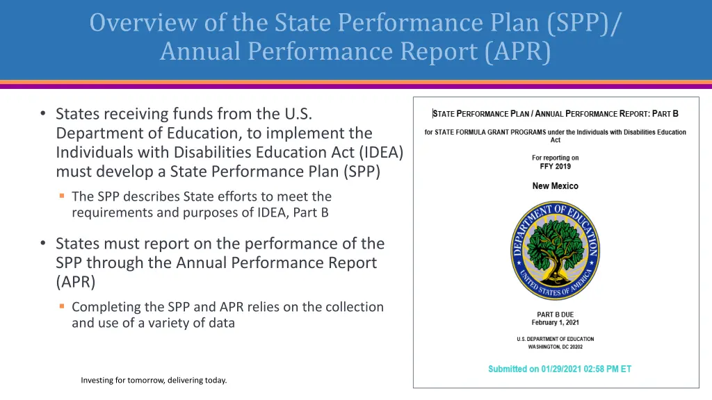 overview of the state performance plan spp annual
