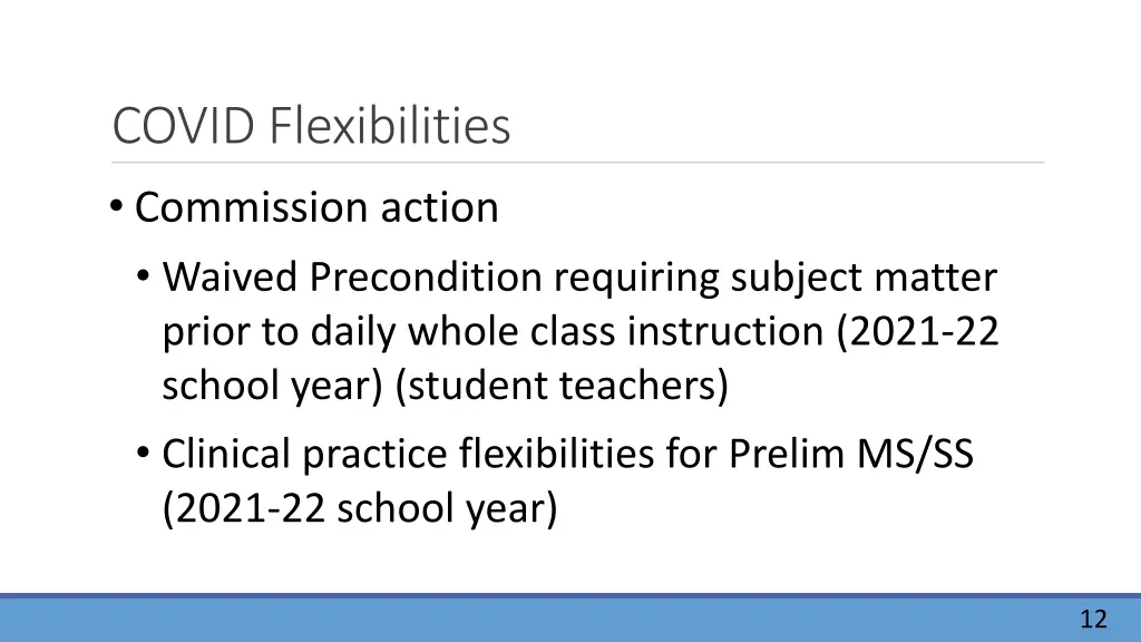 covid flexibilities commission action waived