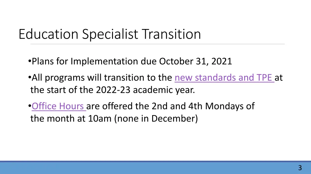 education specialist transition 1