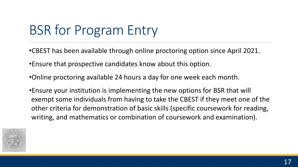 bsr for program entry 1