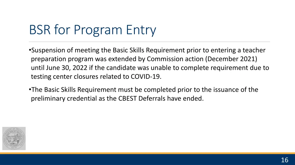 bsr for program entry