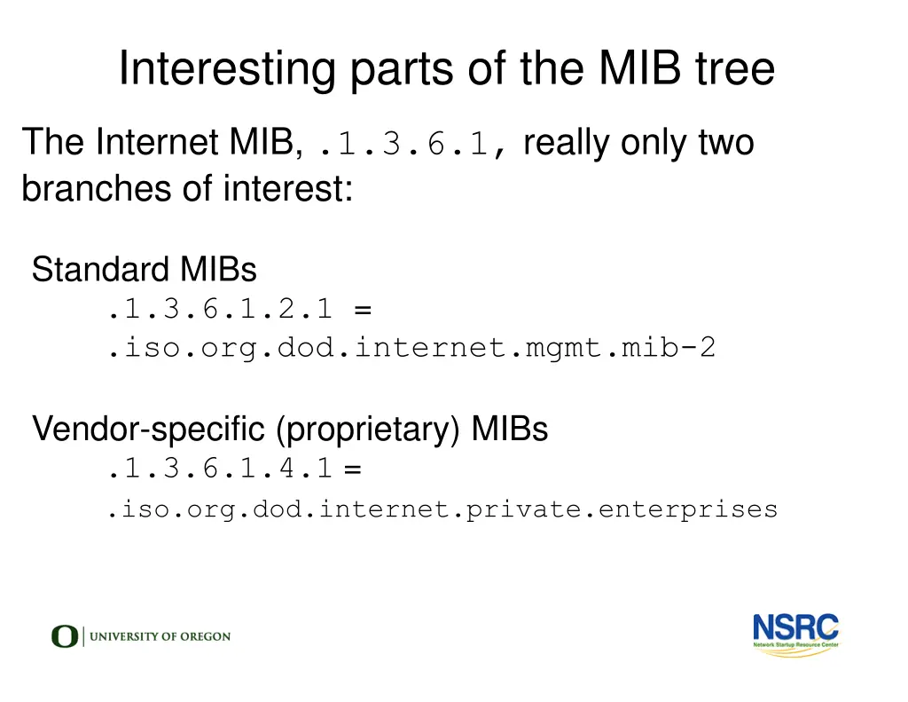 interesting parts of the mib tree