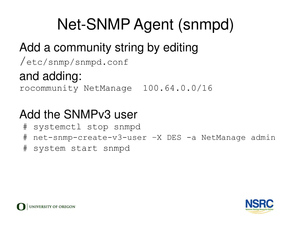 net snmp agent snmpd