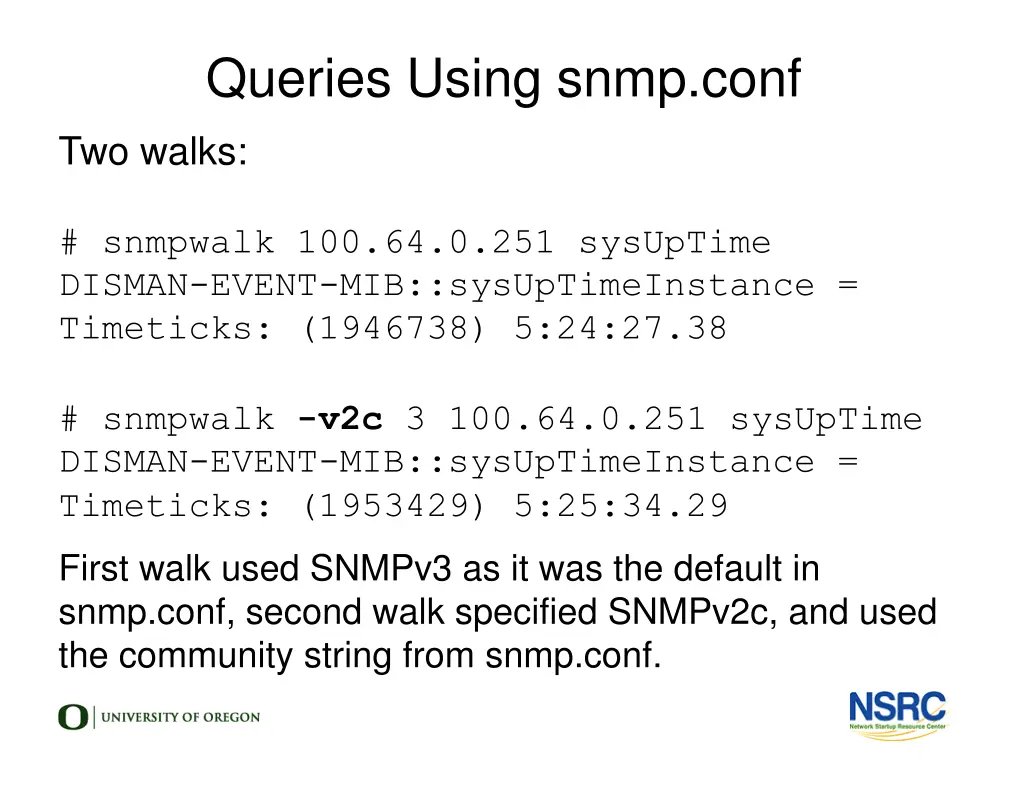 queries using snmp conf